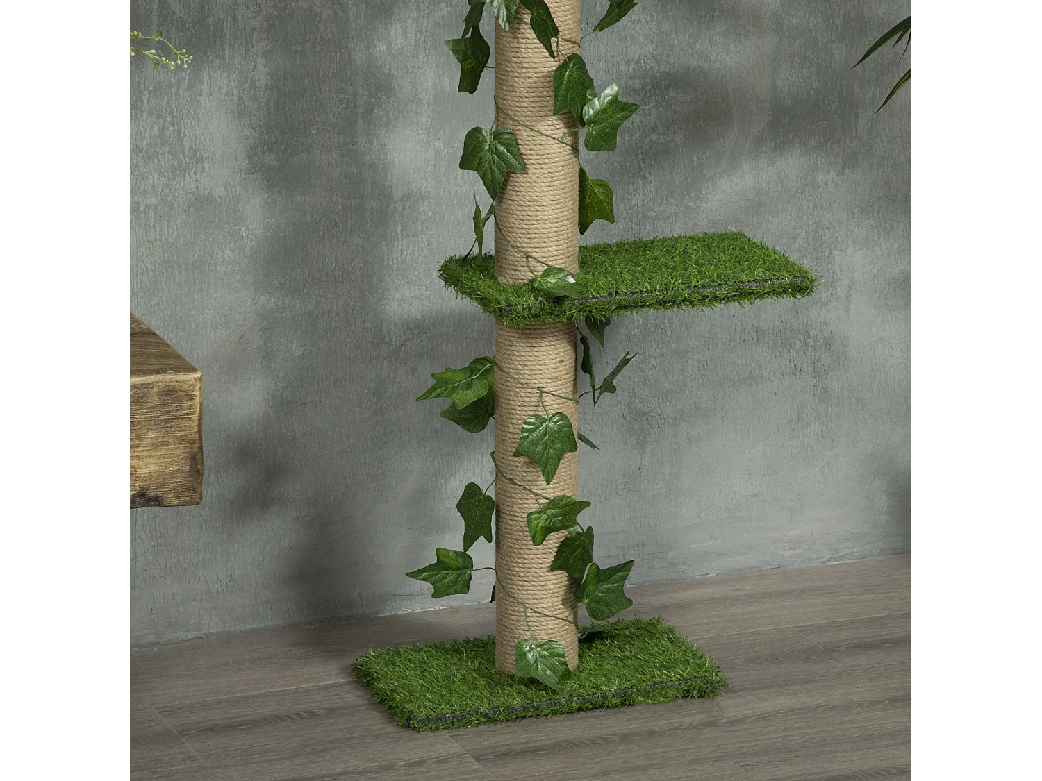 Albero tiragraffi per gatti a soffitto alto 202-242 cm regolabile, verde