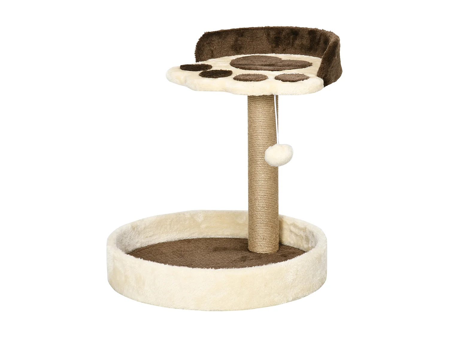 Tiragraffi per gatti 5kg max con lettino e pallina da gioco marrone beige