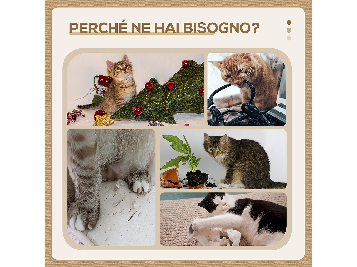 Tiragraffi per gatti 5kg max con lettino e pallina da gioco marrone beige