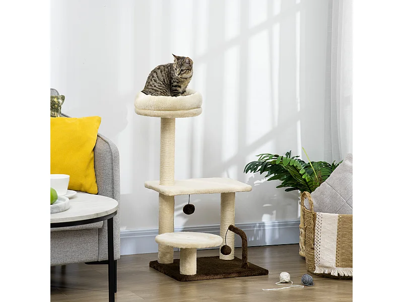 Albero tiragraffi per gatti con palo in sisal posatoio e palline da gioco