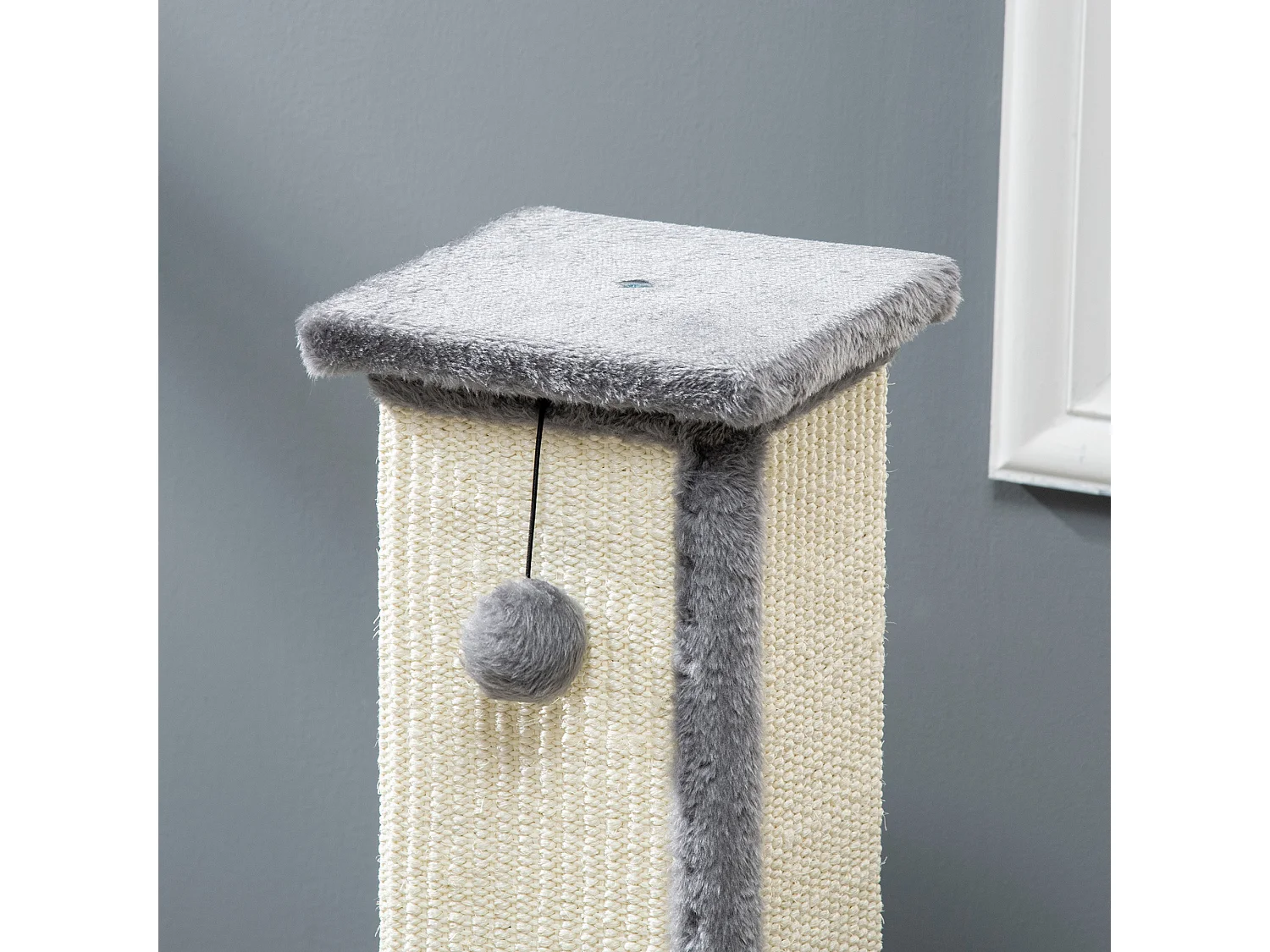 Tiragraffi per gatti con palo in sisal e pallina 41x41x81cm grigio