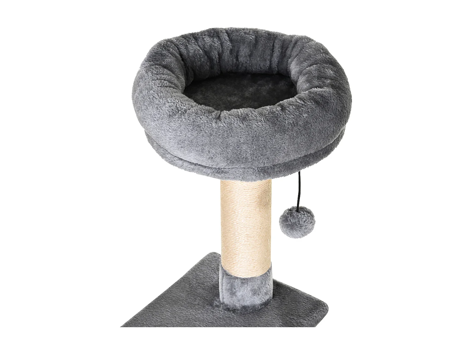 Tiragraffi per gatti con cuccia, amaca, e pali in sisal, grigio