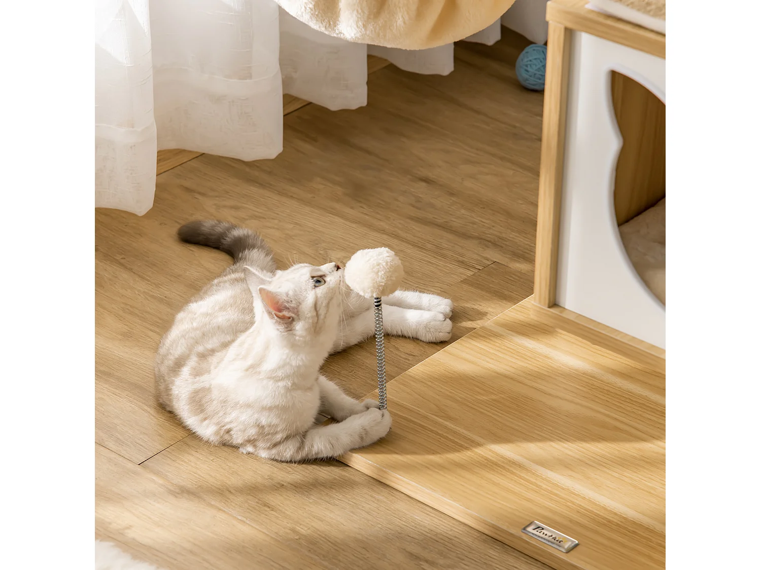 Tiragraffi per gatti con 2 pali, casetta, amaca, lettino e 2 palline