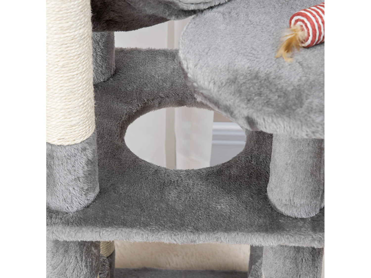 Albero tiragraffi per gatti da 132cm con 4 livelli grigio