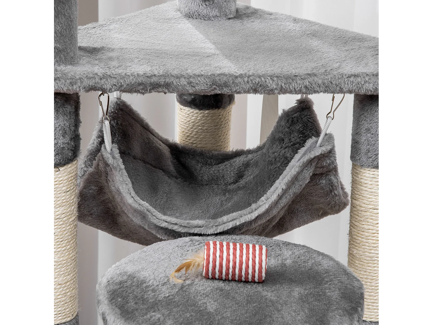 Albero tiragraffi per gatti da 132cm con 4 livelli grigio