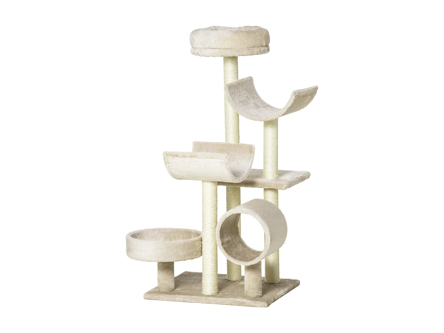 Tiragraffi per gatti alto 105 cm in peluche crema