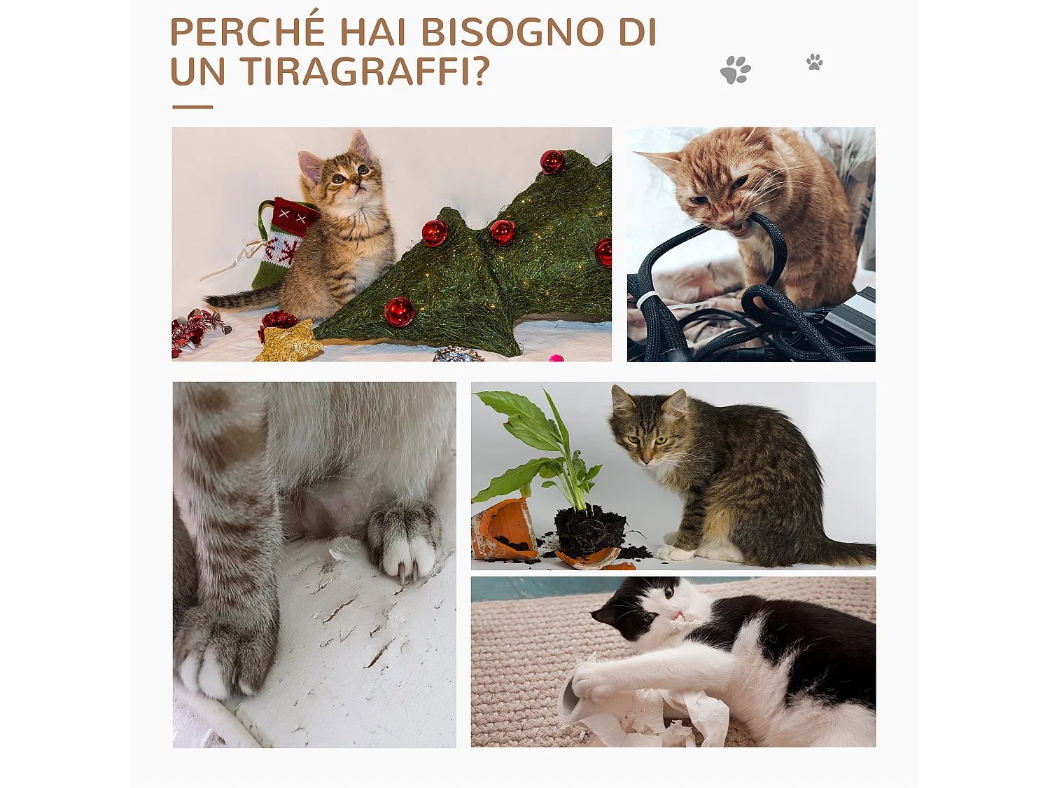 Tiragraffi per gatti alto 105 cm in peluche crema