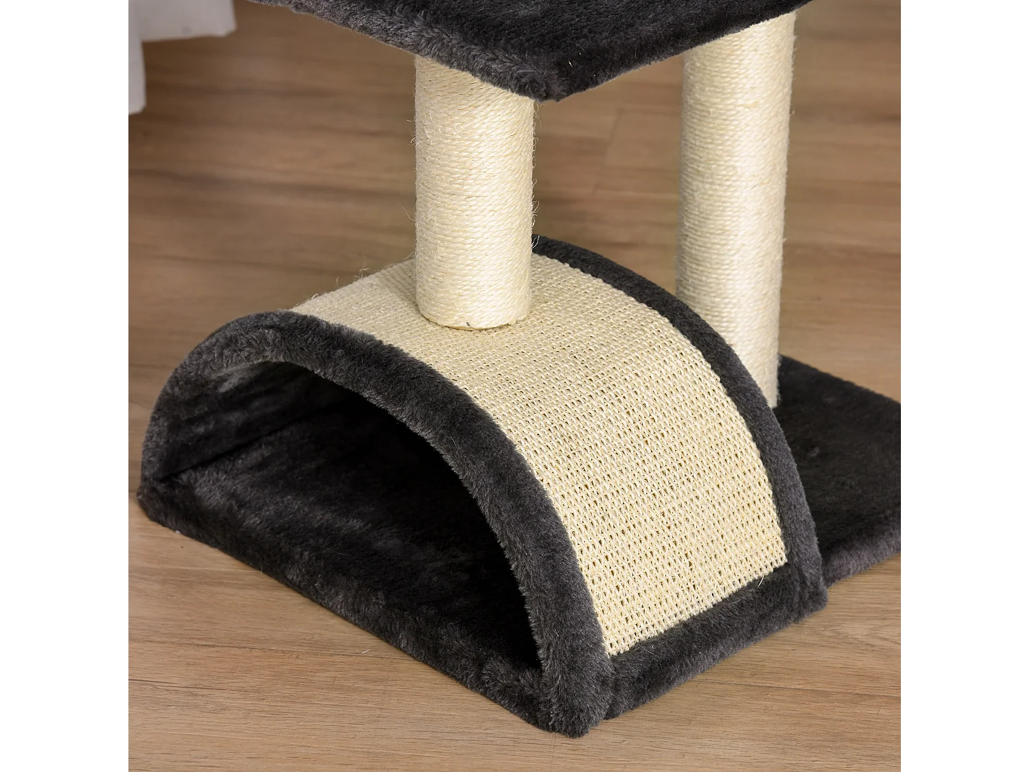 Albero per gatti a 3 livelli con tappetino tiragraffi 40x35x72 cm grigio