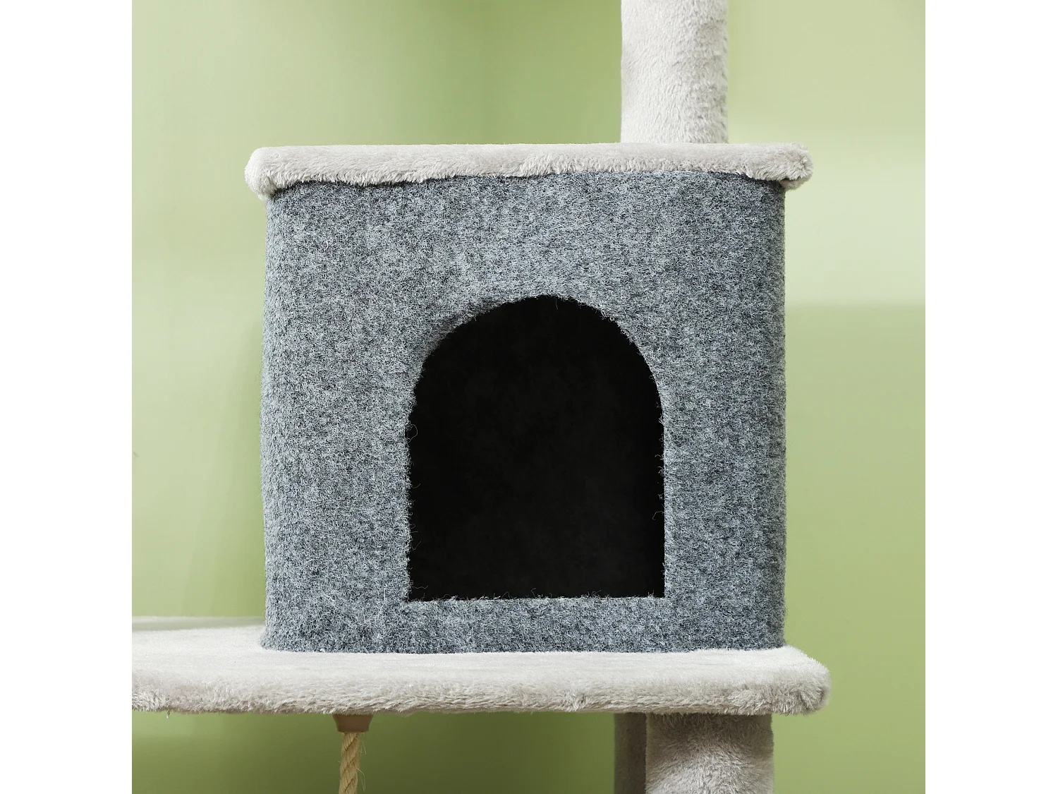 Albero per gatti con casetta, lettino, pali tiragraffi e spazzola grigio