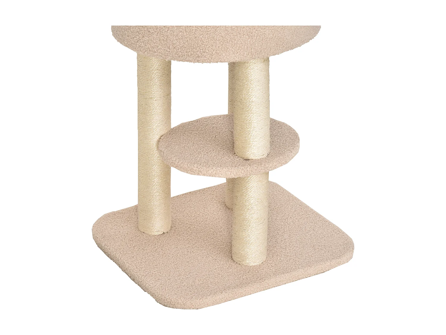 Albero tiragraffi beige per gatti con cuccia e corda sisal, max 30kg