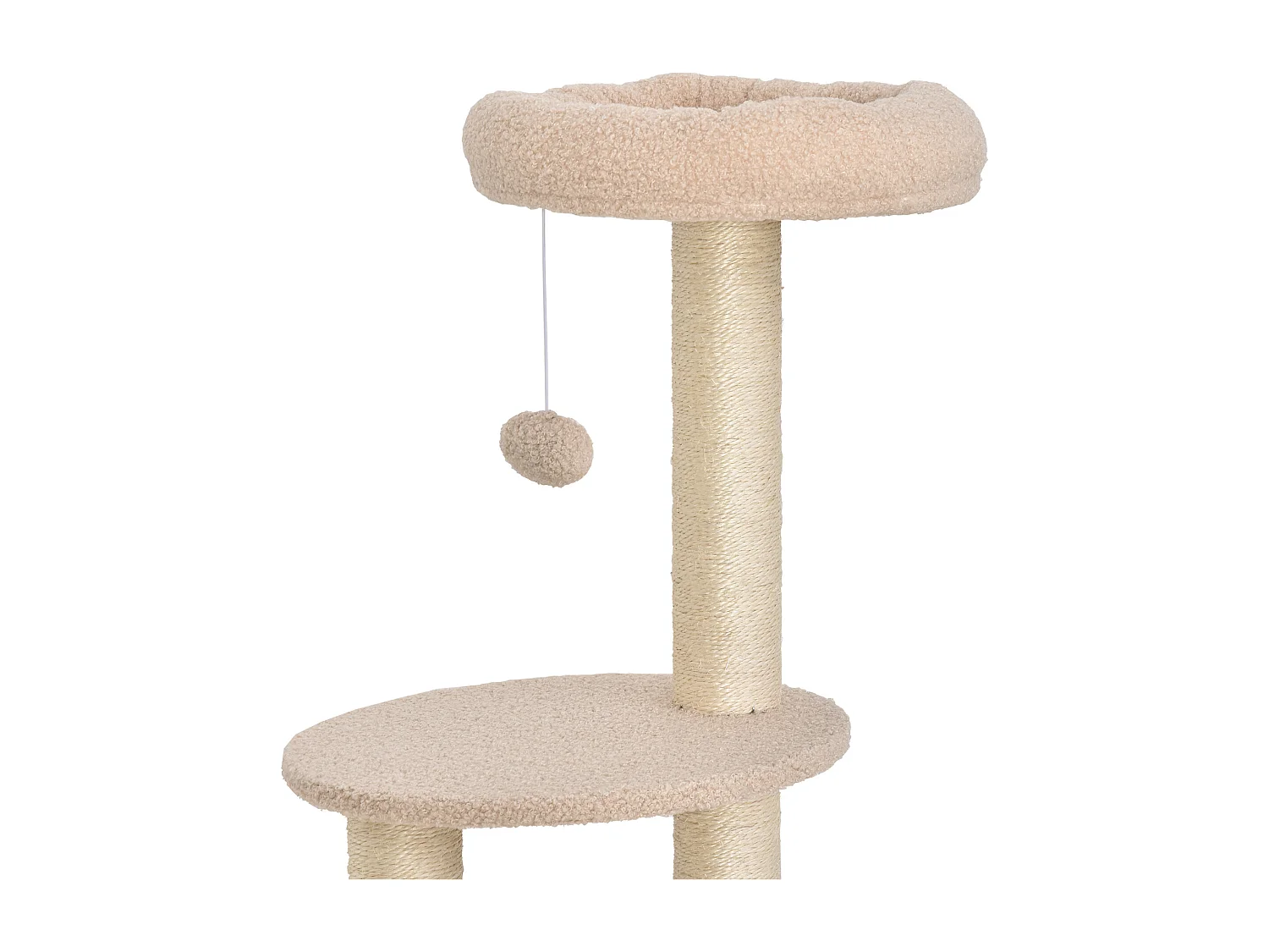 Albero tiragraffi beige per gatti con cuccia e corda sisal, max 30kg
