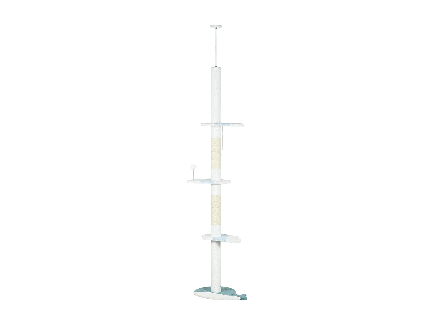 Albero tiragraffi per gatti a soffitto regolabile 225-255 cm bianco