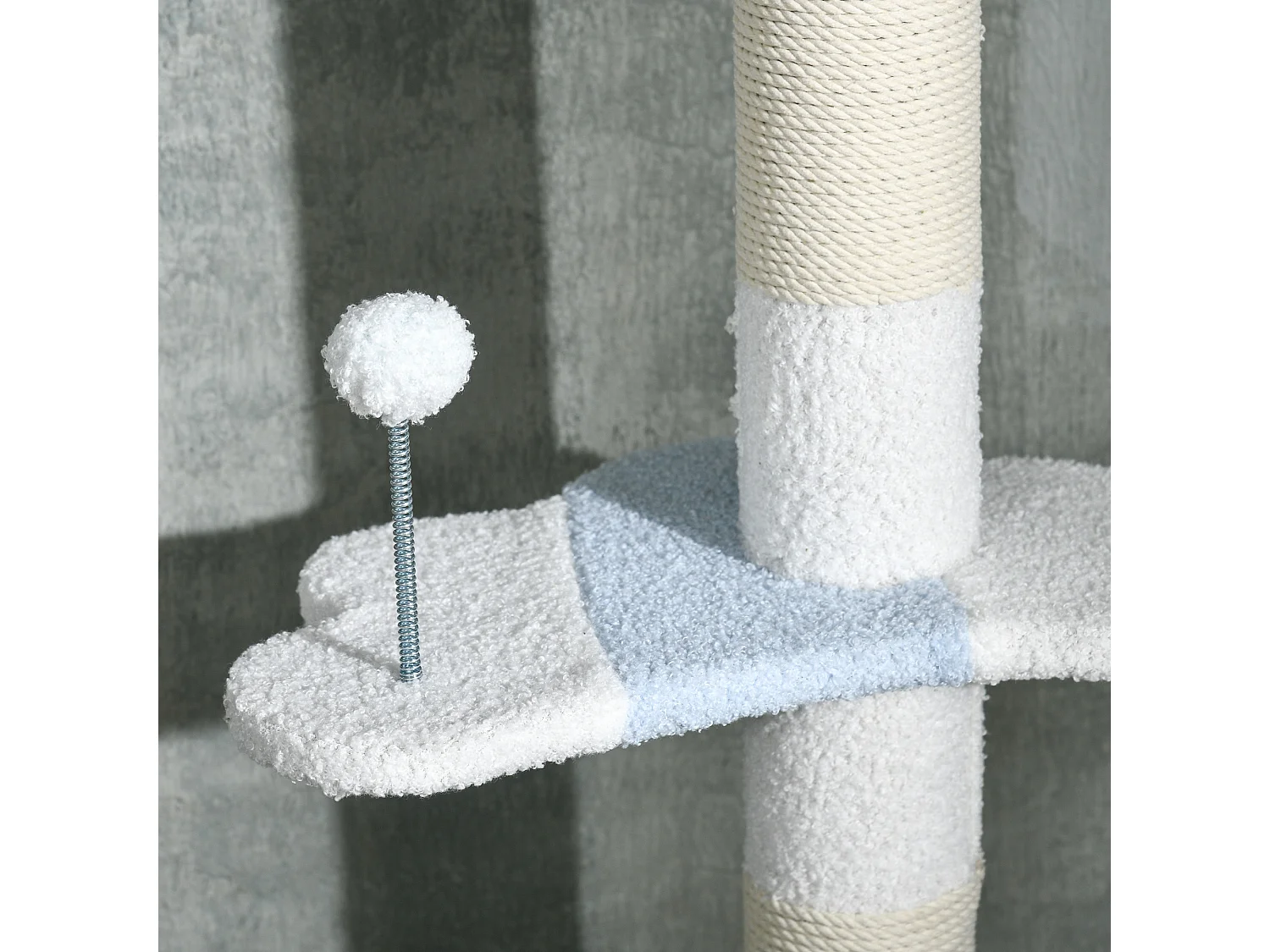 Albero tiragraffi per gatti a soffitto regolabile 225-255 cm bianco