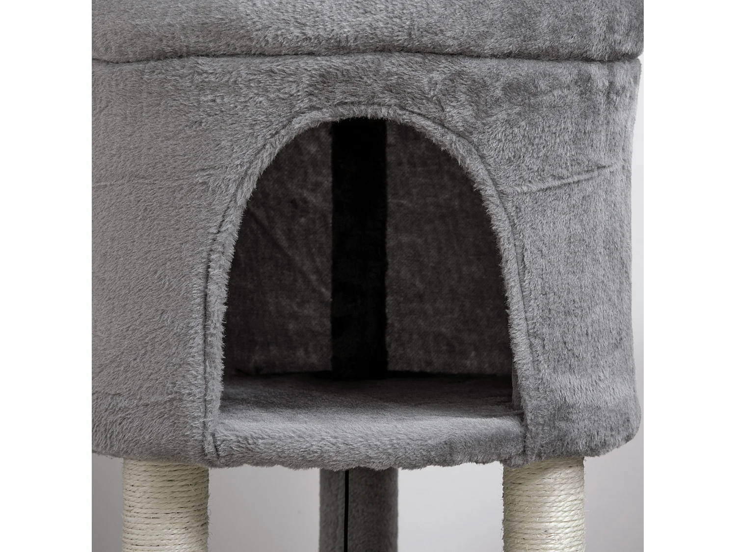 Albero tiragraffi per gatti con casetta e lettino pali in sisal e palline