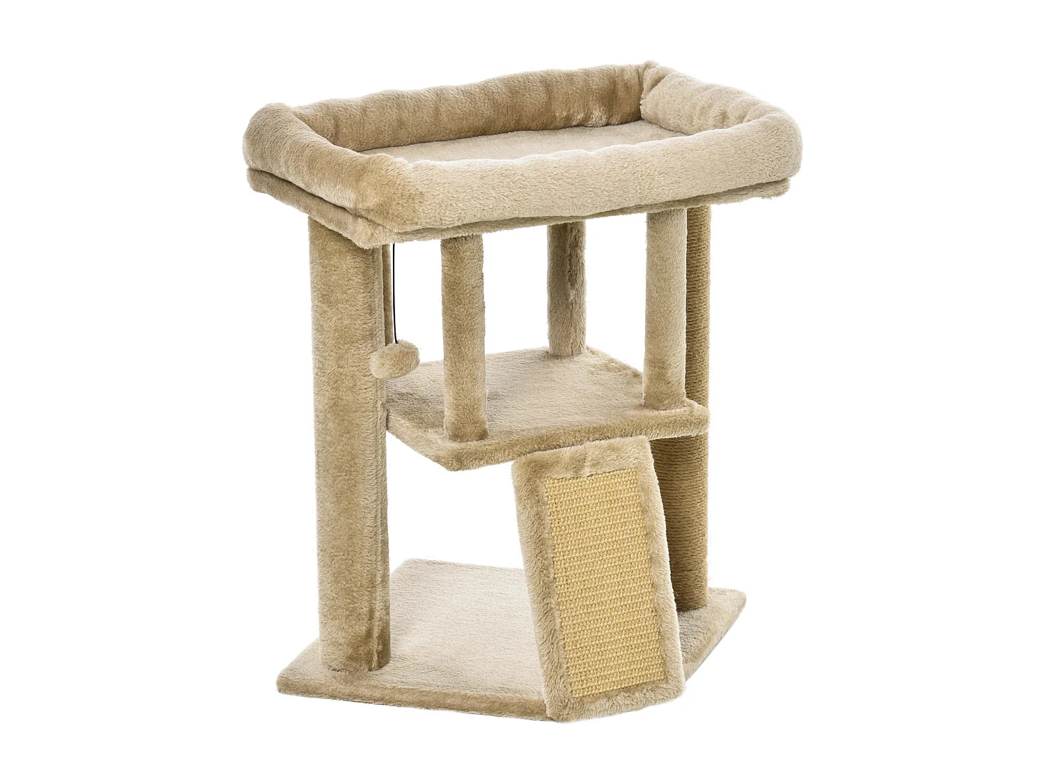 Albero per gatti in peluche con casetta, lettino e tiragraffi in juta