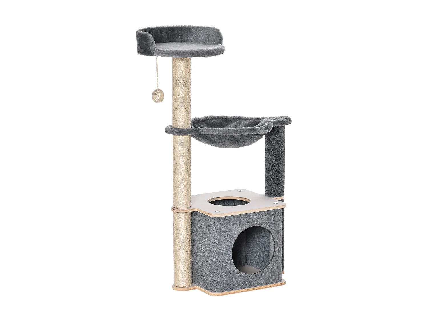 Tiragraffi multilivello con casetta amaca cuccia e corde sisal 48x34x95cm