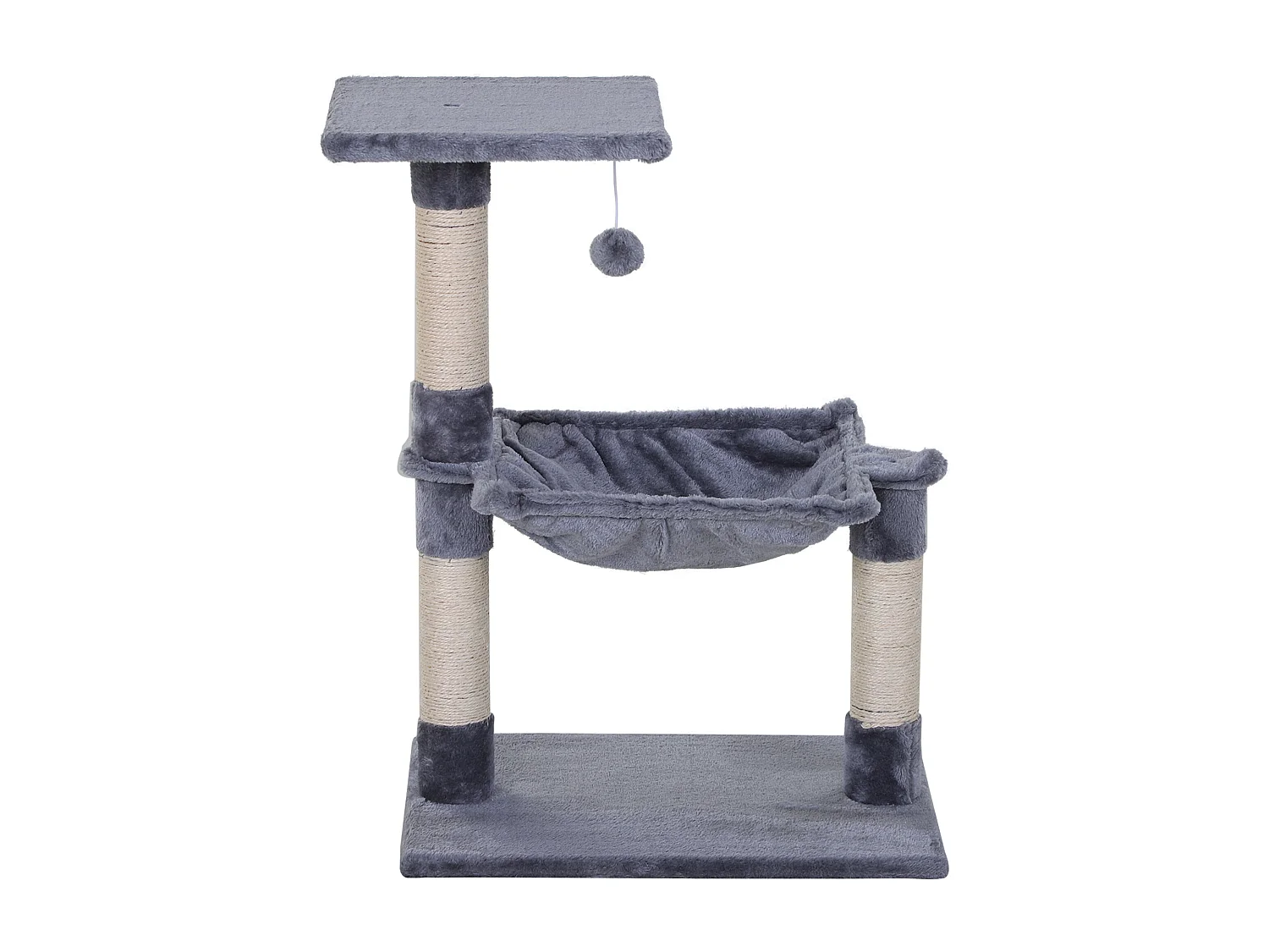Tiragraffi per gatti multilivello con amaca e pallina 50x36x70cm grigio