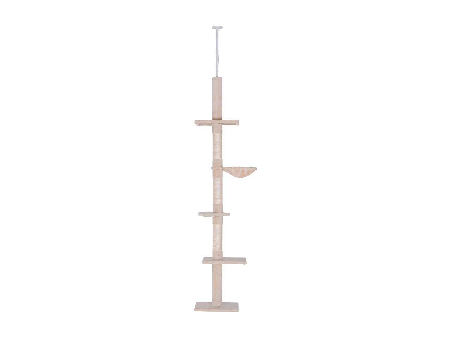 Albero tiragraffi regolabile soffitto con amaca 40x34x230-260cm beige