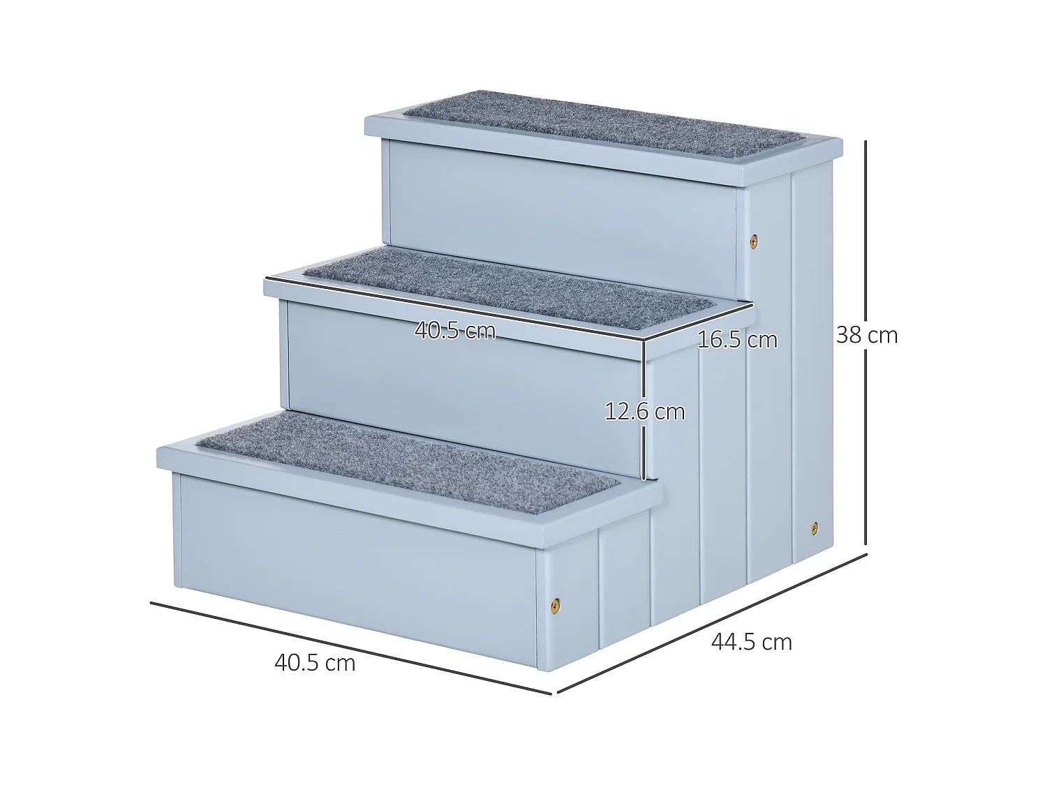 Scaletta per cani 3 gradini con tappetino antiscivolo e spazio interno