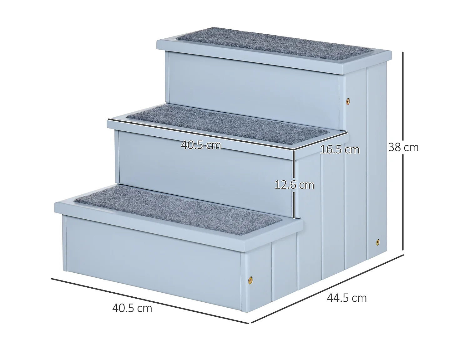 Scaletta per cani 3 gradini con tappetino antiscivolo e spazio interno