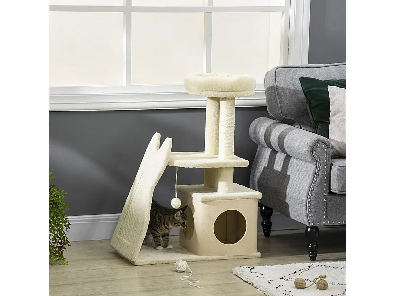 Tiragraffi con tappetino e pali in sisal casetta sfoderabile e lettino