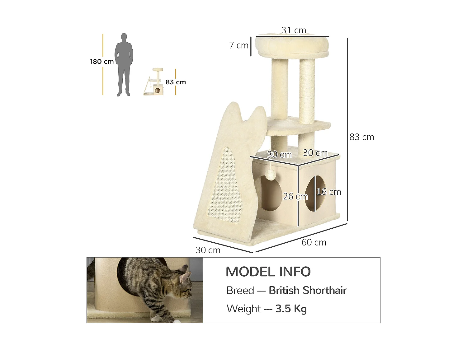 Tiragraffi con tappetino e pali in sisal casetta sfoderabile e lettino