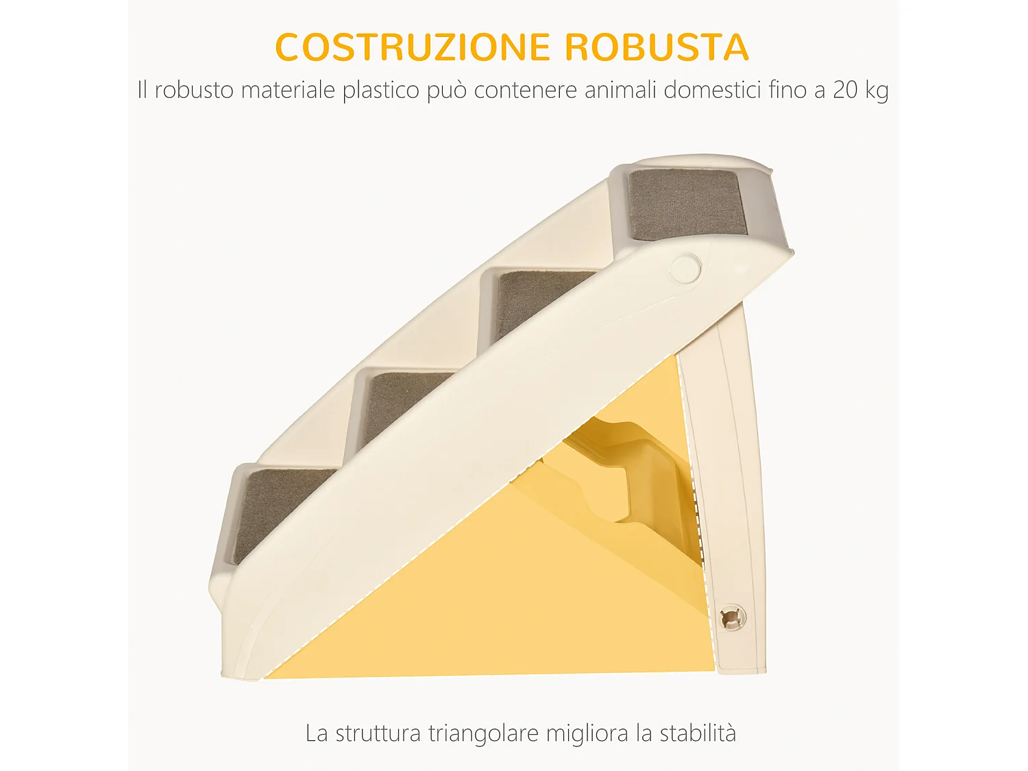 Scaletta per cani fino 10 kg pieghevole 4 scalini antiscivolo beige