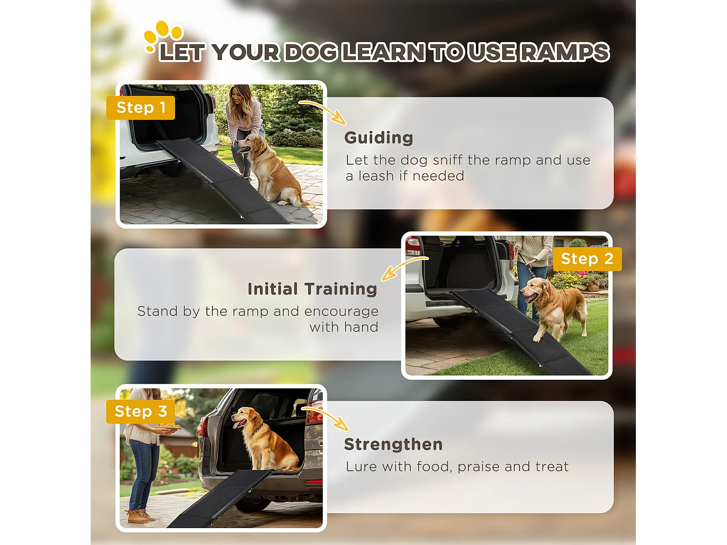 Rampa per cani pieghevole e antiscivolo con profili in alluminio nero