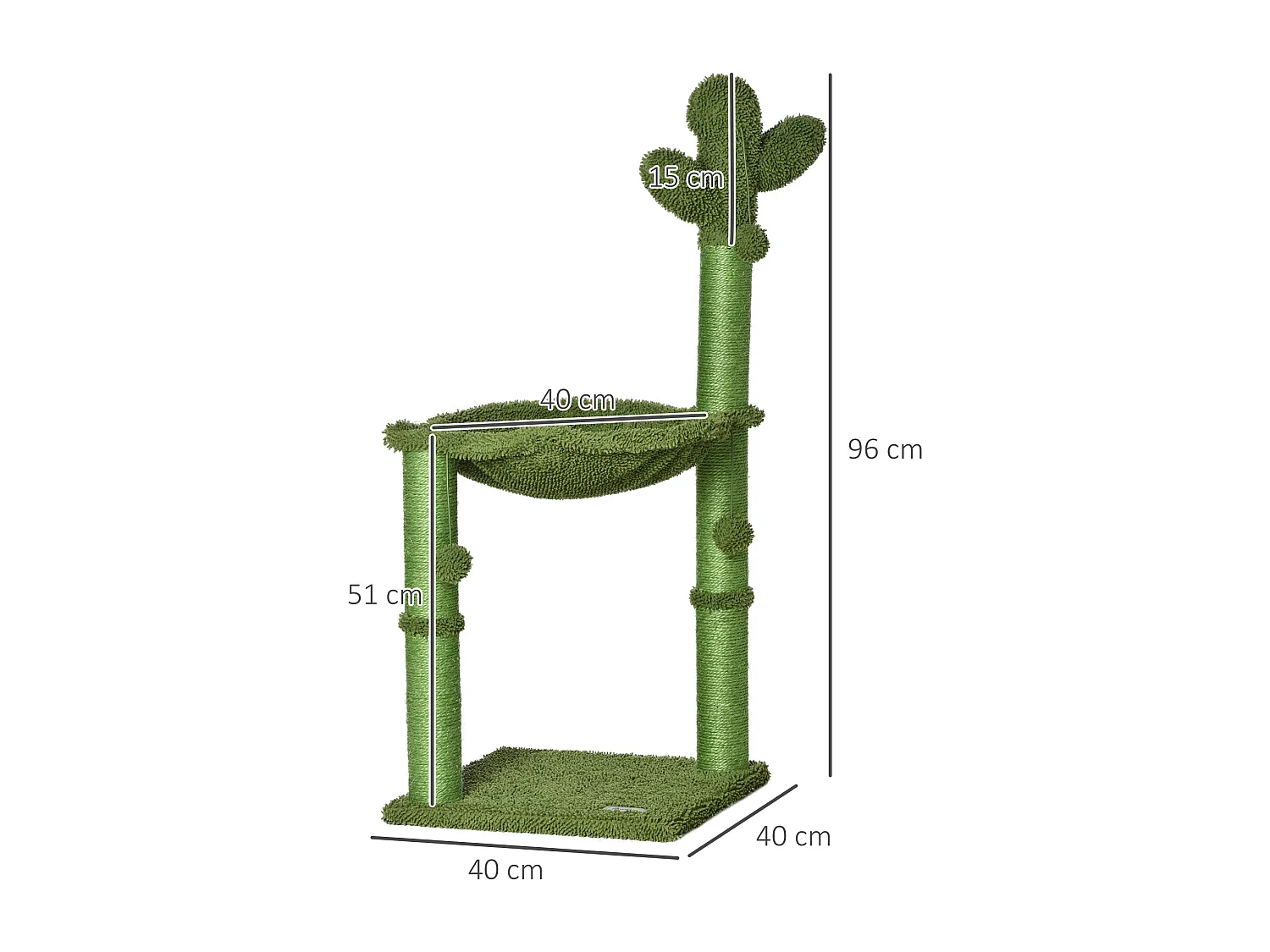 Albero tiragraffi a forma di cactus per gatti adulti 96x40x40cm verde
