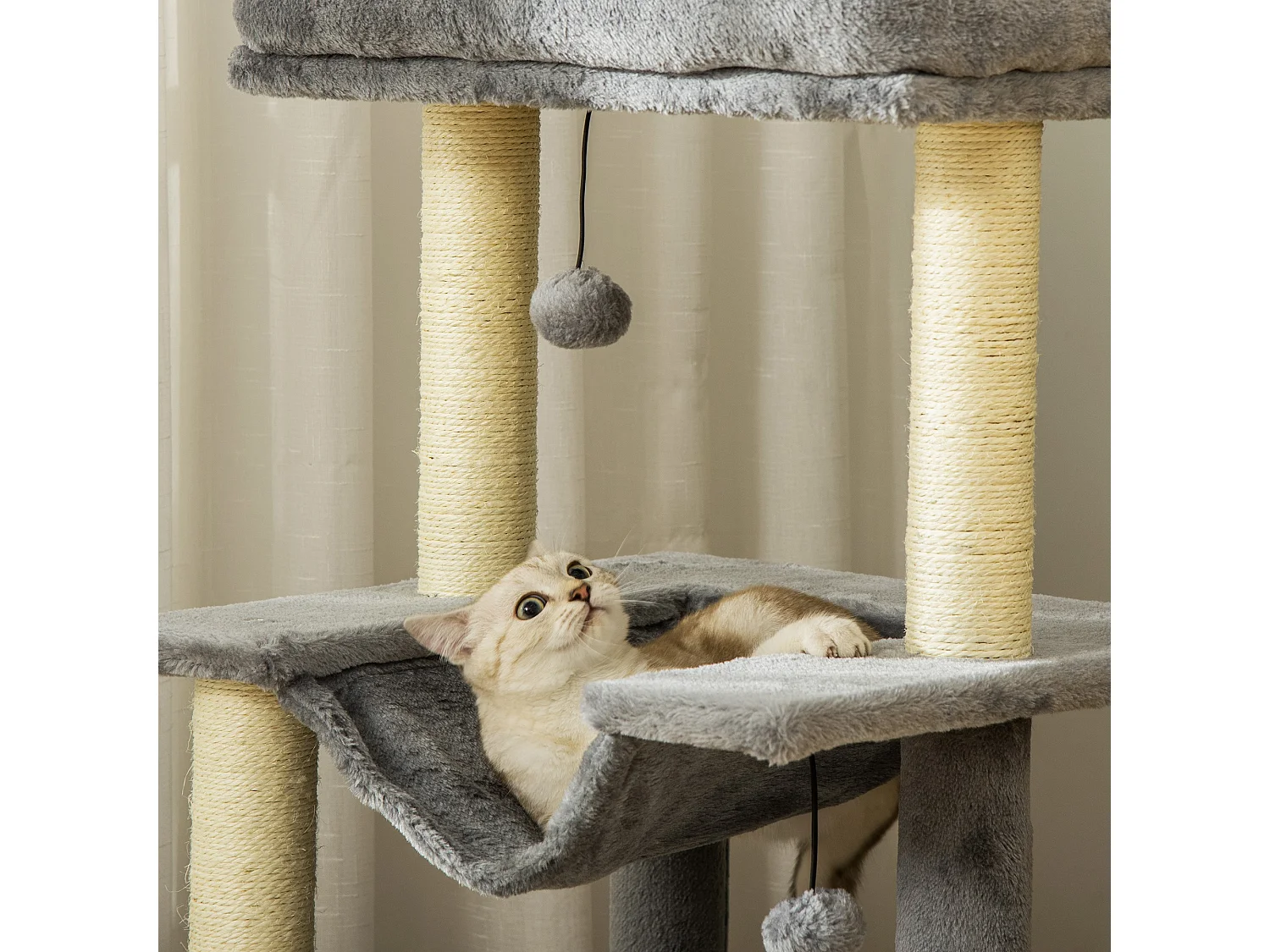 Albero per gatti alto 90cm tiragraffi in sisal casetta cuscino amaca