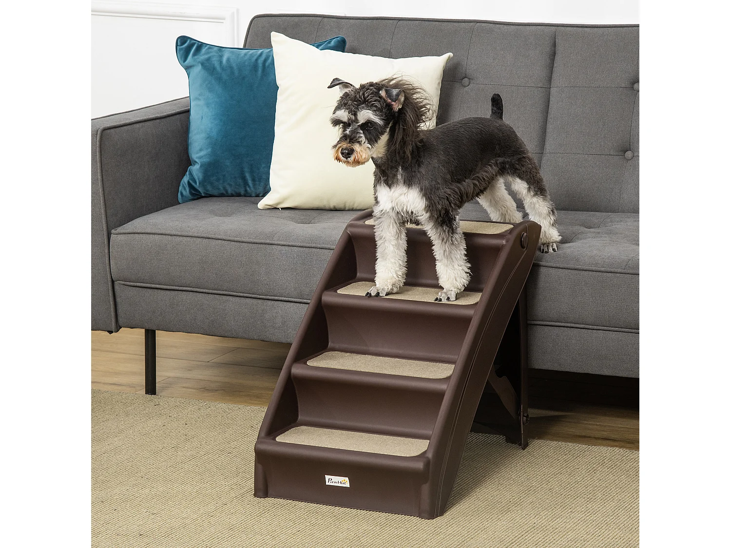 Scaletta per cani pieghevole con 4 gradini antiscivolo marrone