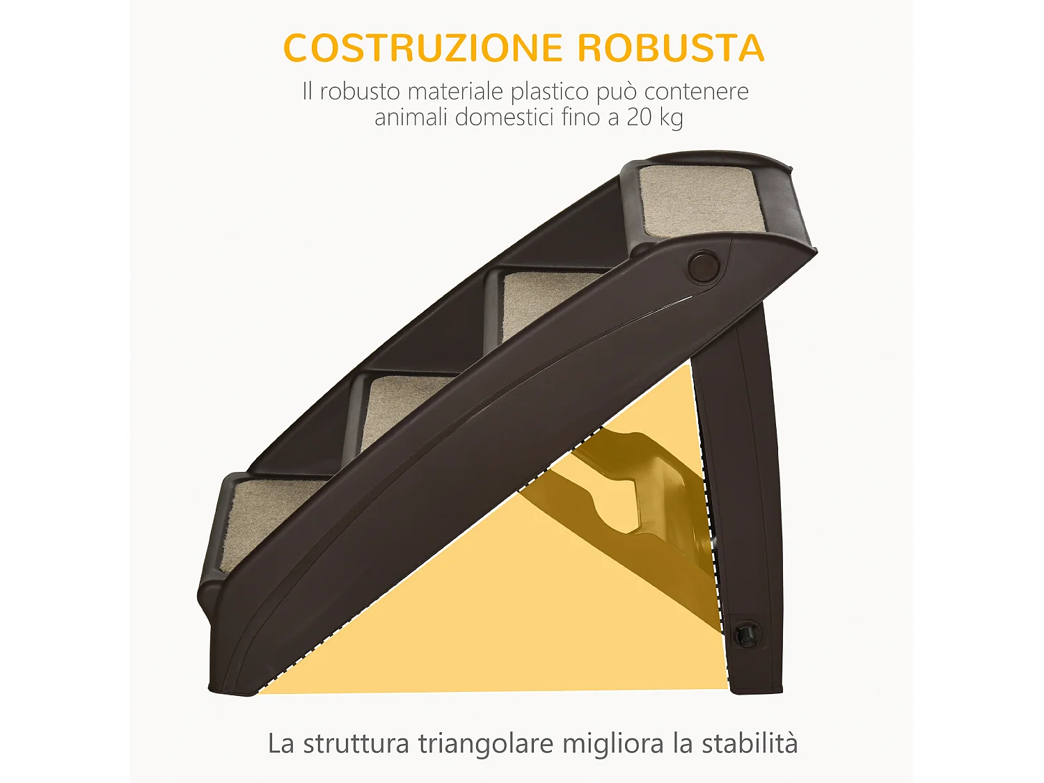 Scaletta per cani pieghevole con 4 gradini antiscivolo marrone