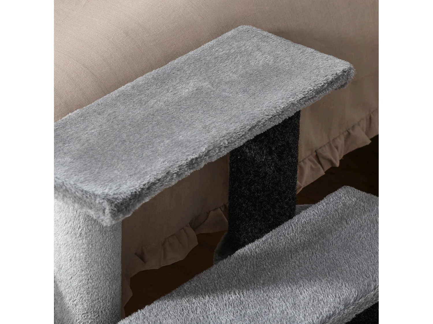 Scaletta per gatti a 3 gradini in flanella con pallina 45x40x48cm grigio