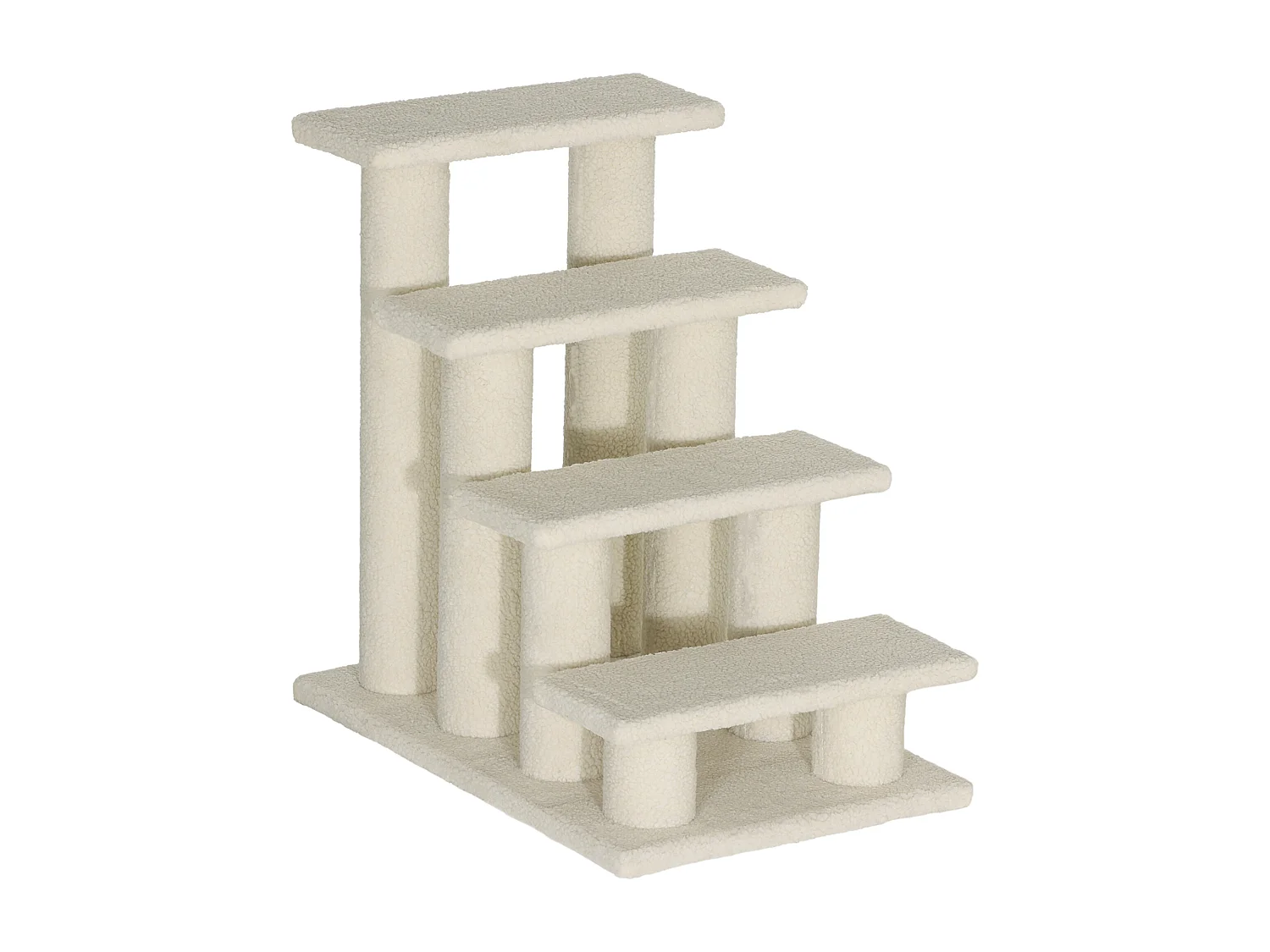 Scaletta per animali domestici con 4 gradini e morbido rivestimento crema