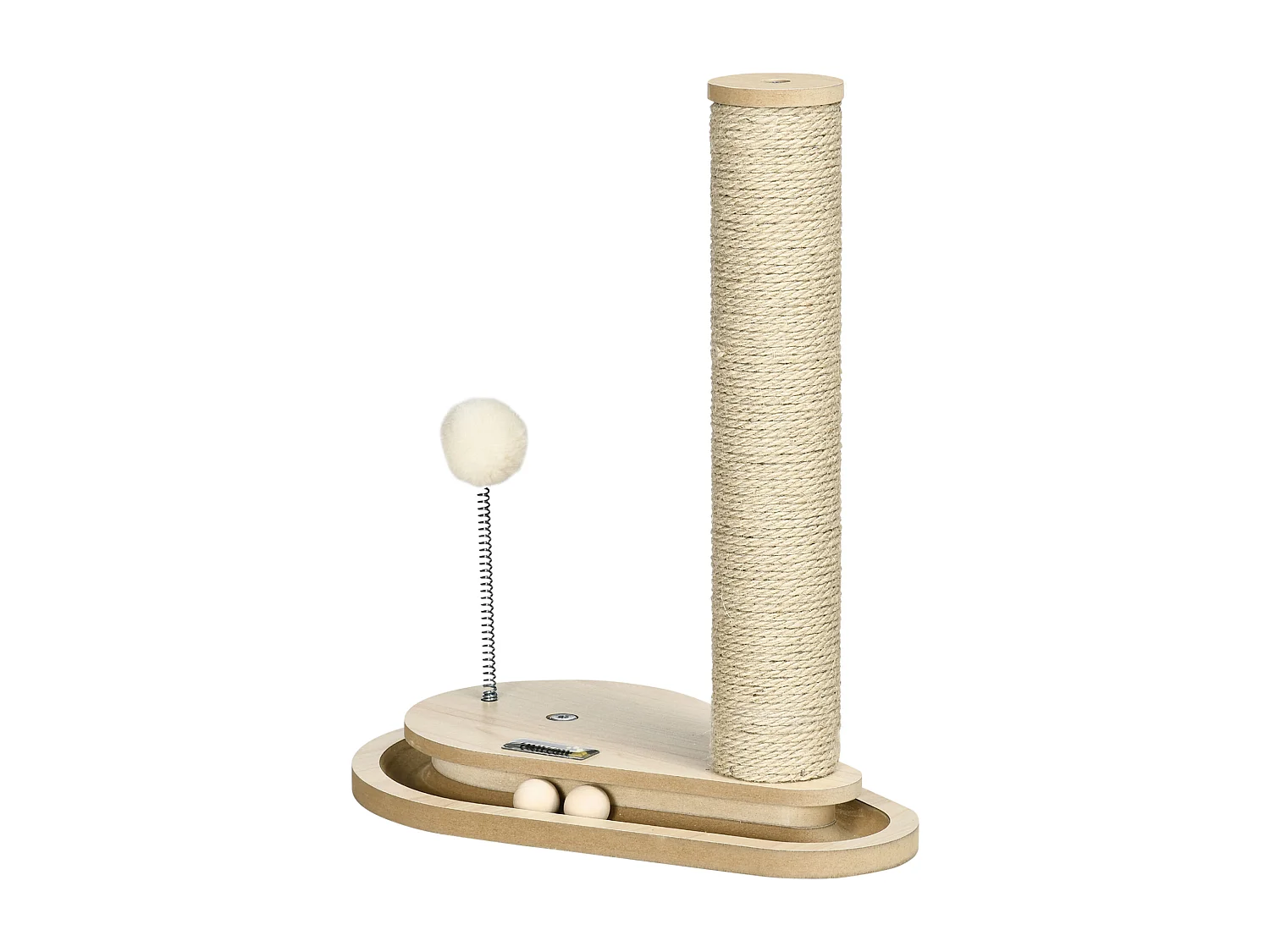 Tiragraffi per gatti in truciolato e iuta con palline da gioco incluse