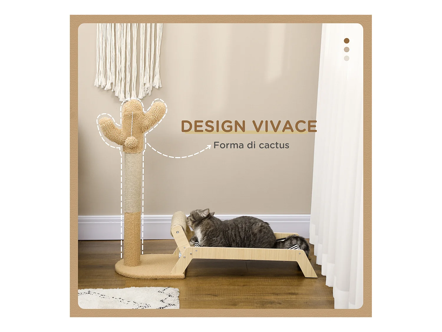 Amaca per gatti con tiragraffi per gatti design 2 in 1 multicolore