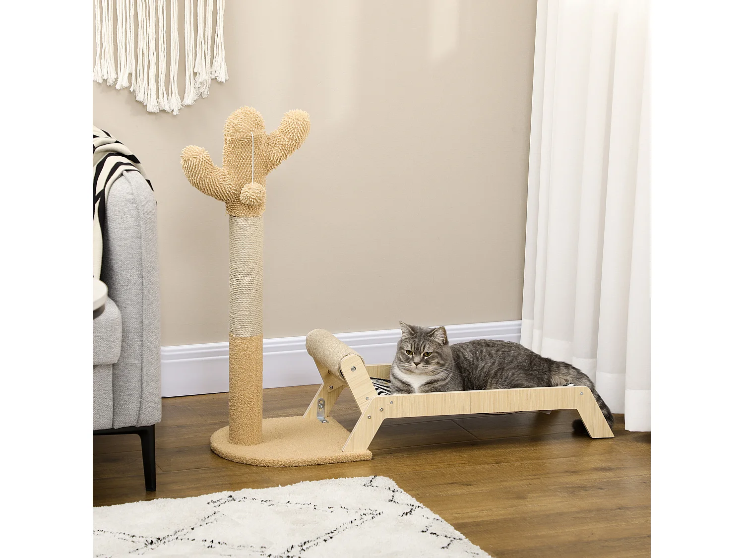 Amaca per gatti con tiragraffi per gatti design 2 in 1 multicolore