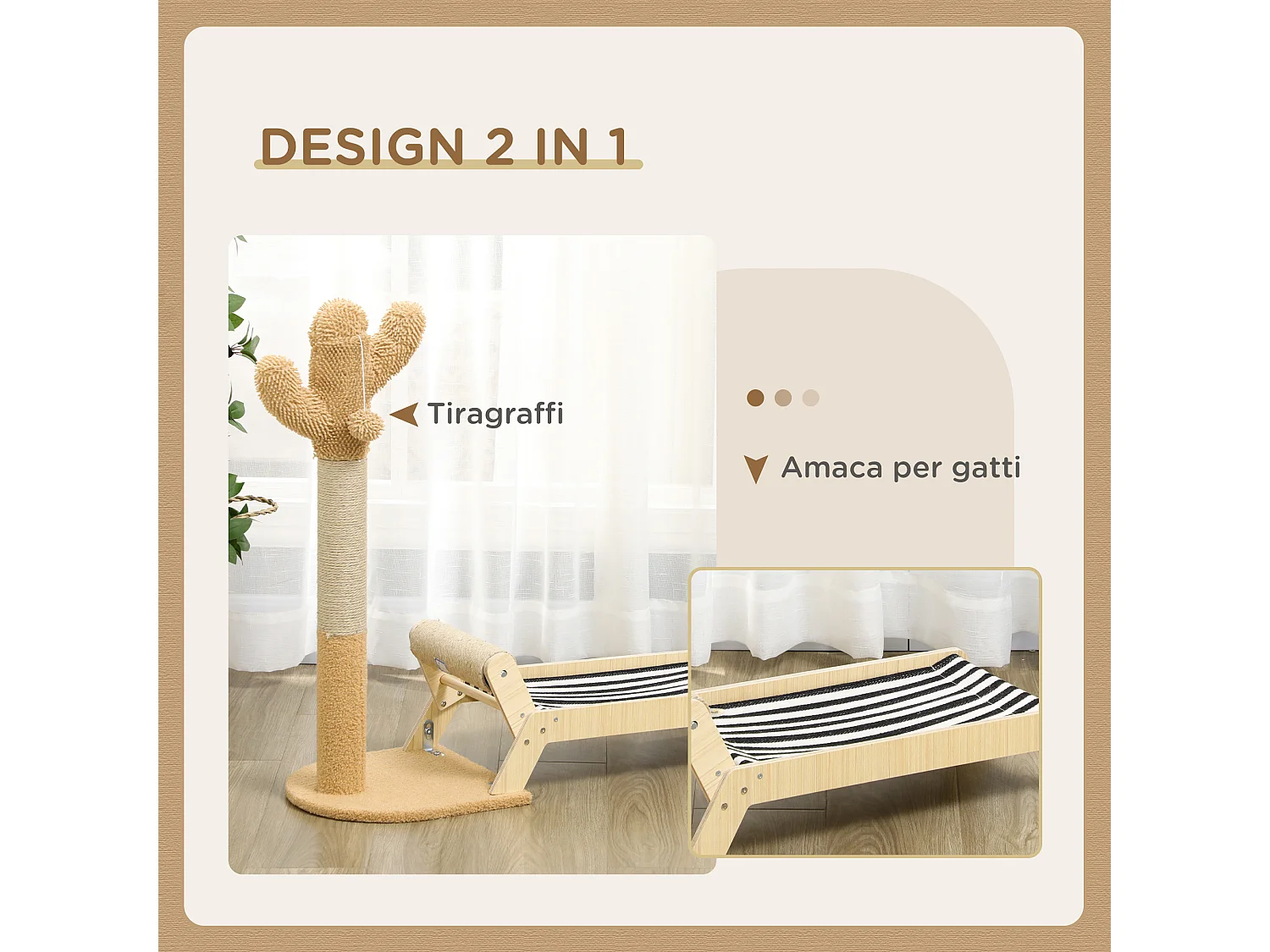 Amaca per gatti con tiragraffi per gatti design 2 in 1 multicolore