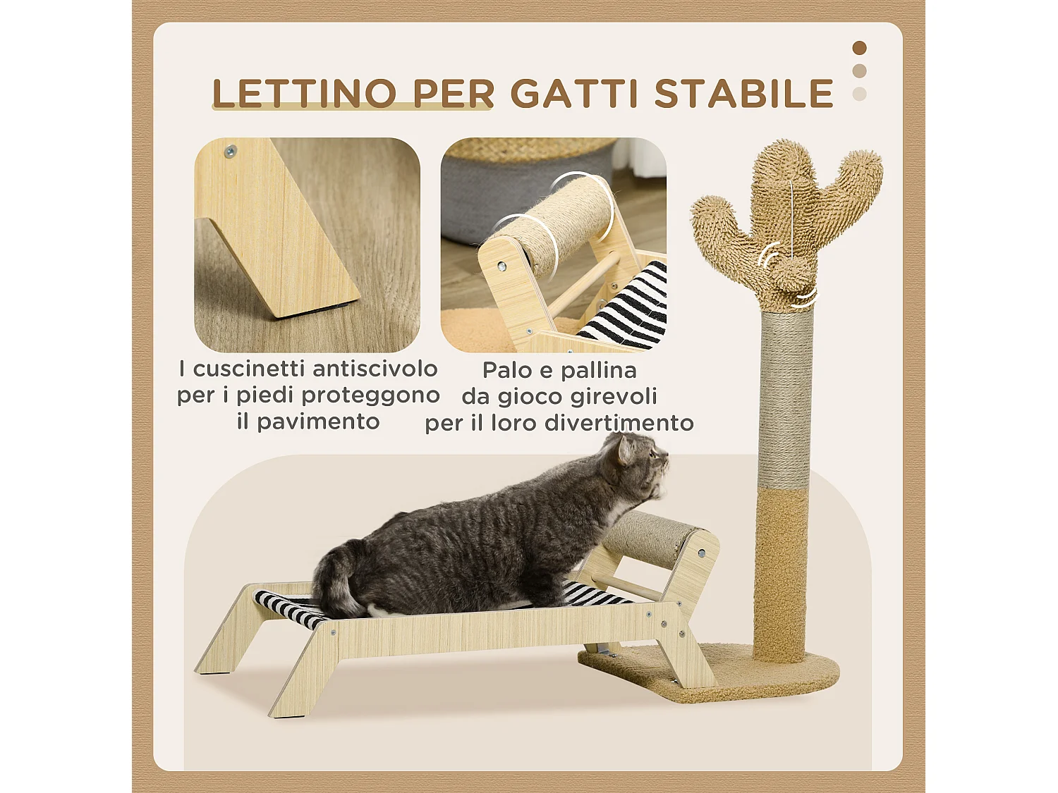 Amaca per gatti con tiragraffi per gatti design 2 in 1 multicolore