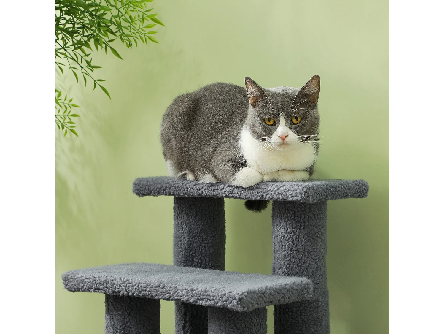 Scaletta per cani e gatti a 4 gradini con rivestimento in peluche grigio