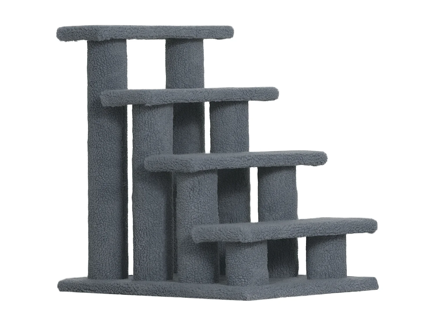 Scaletta per cani e gatti a 4 gradini con rivestimento in peluche grigio