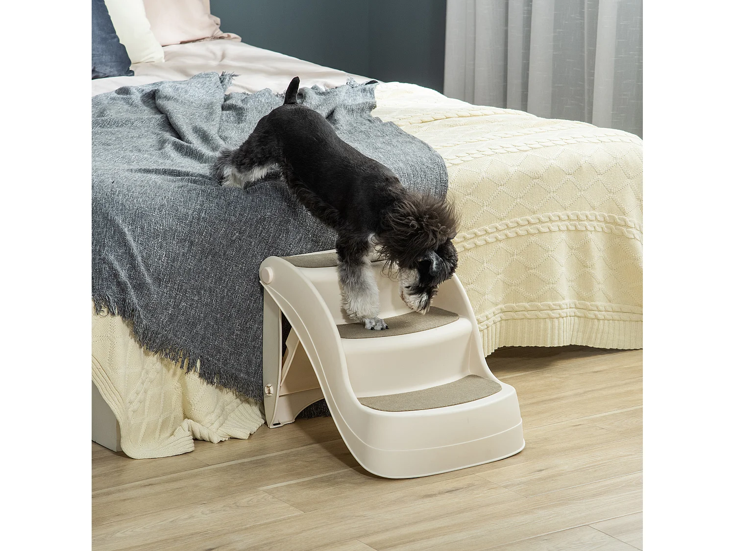 Scaletta per cani pieghevole con 3 gradini antiscivolo in pp beige