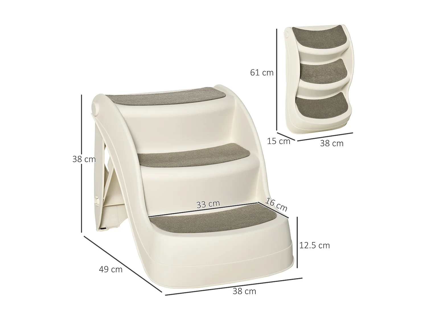 Scaletta per cani pieghevole con 3 gradini antiscivolo in pp beige