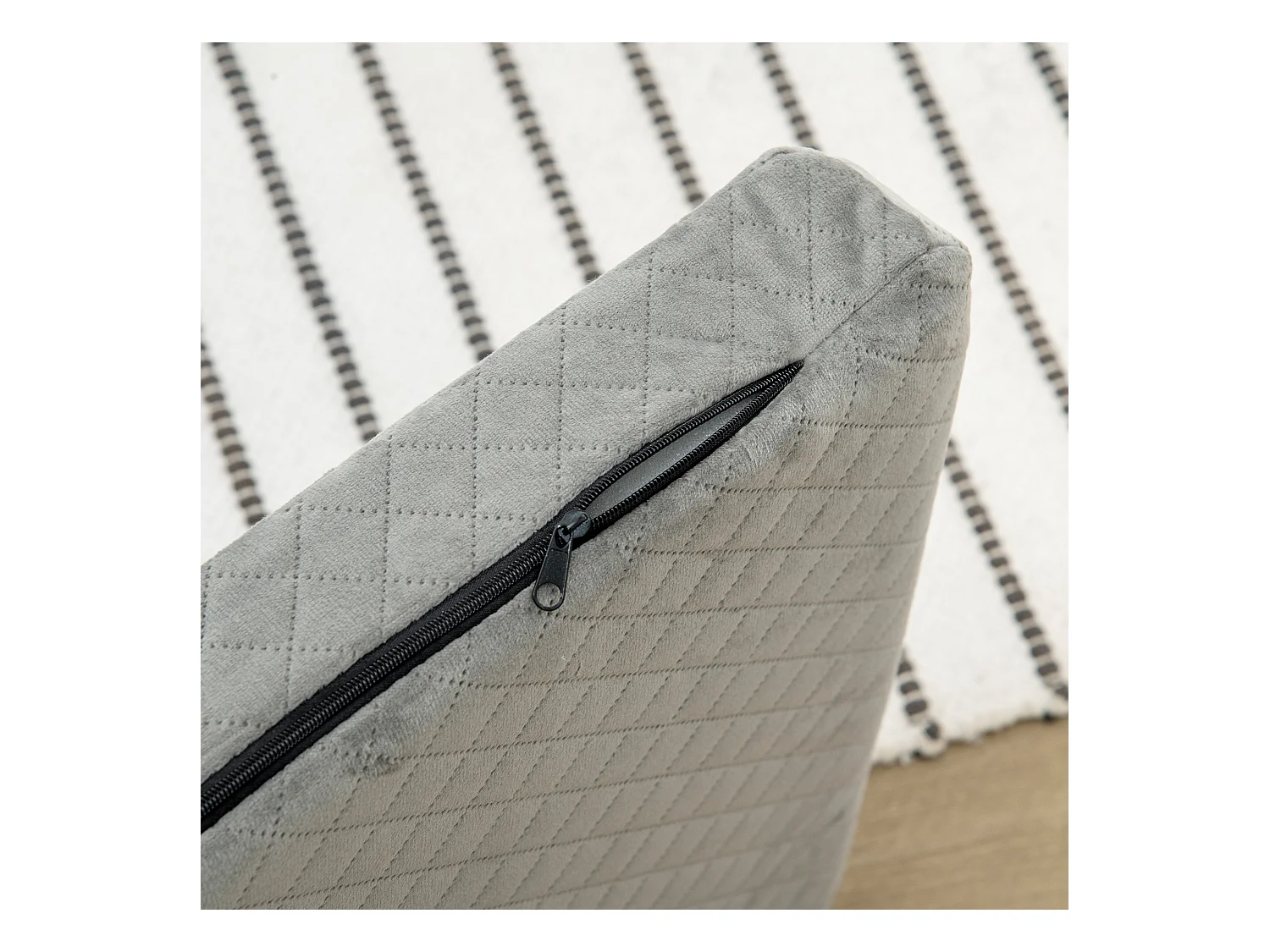 Divano per cani e gatti con cuscino imbottito in velluto e legno grigio