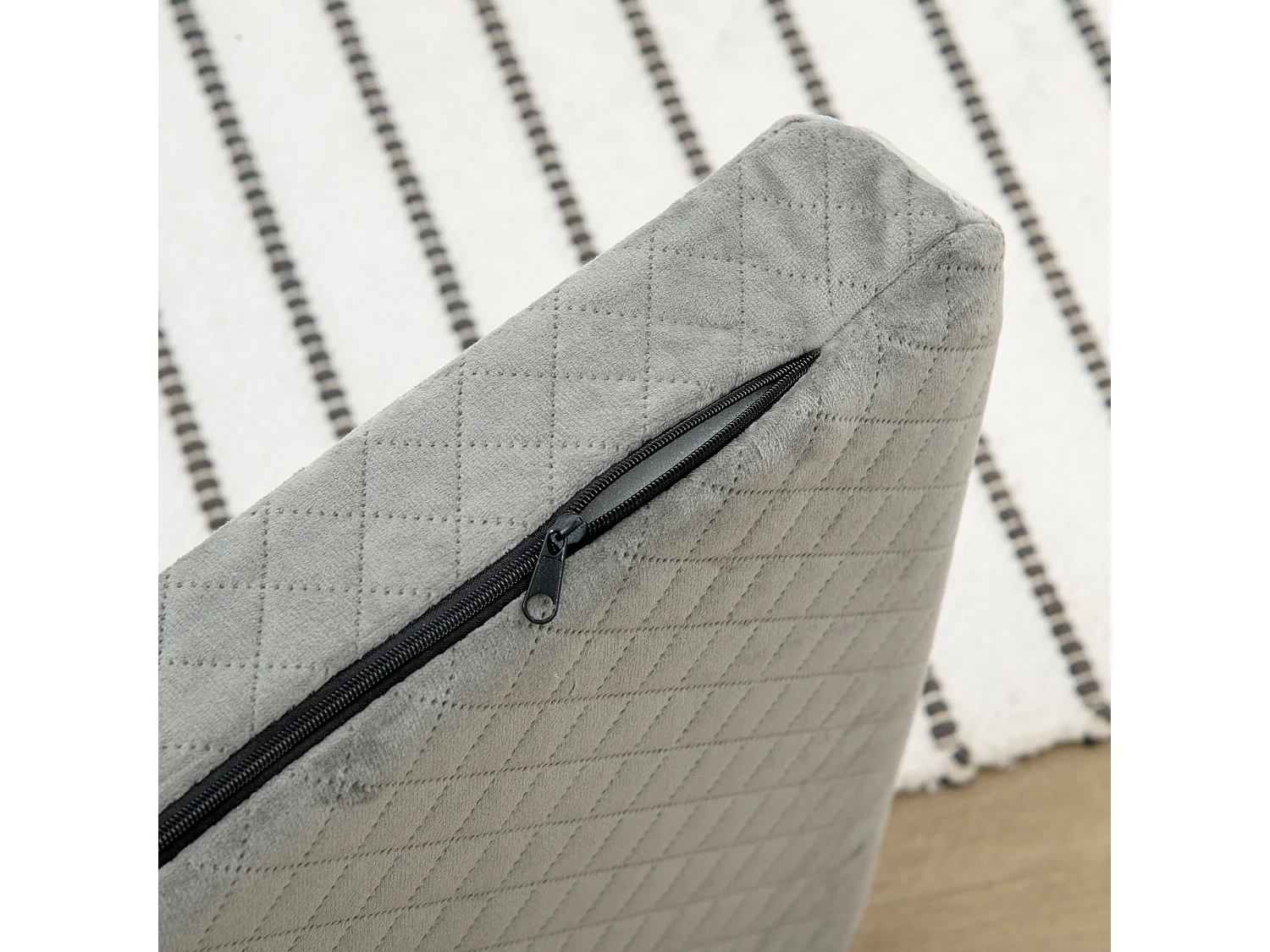 Divano per cani e gatti con cuscino imbottito in velluto e legno grigio