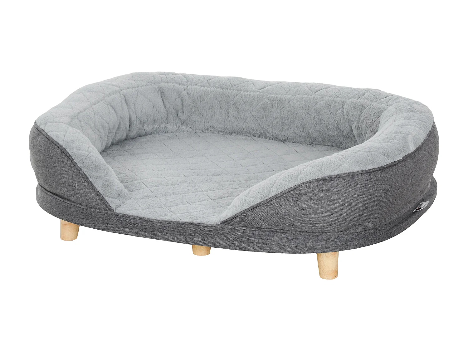 Cuccia per cani taglia grande e media fino 25kg con imbottitura grigio