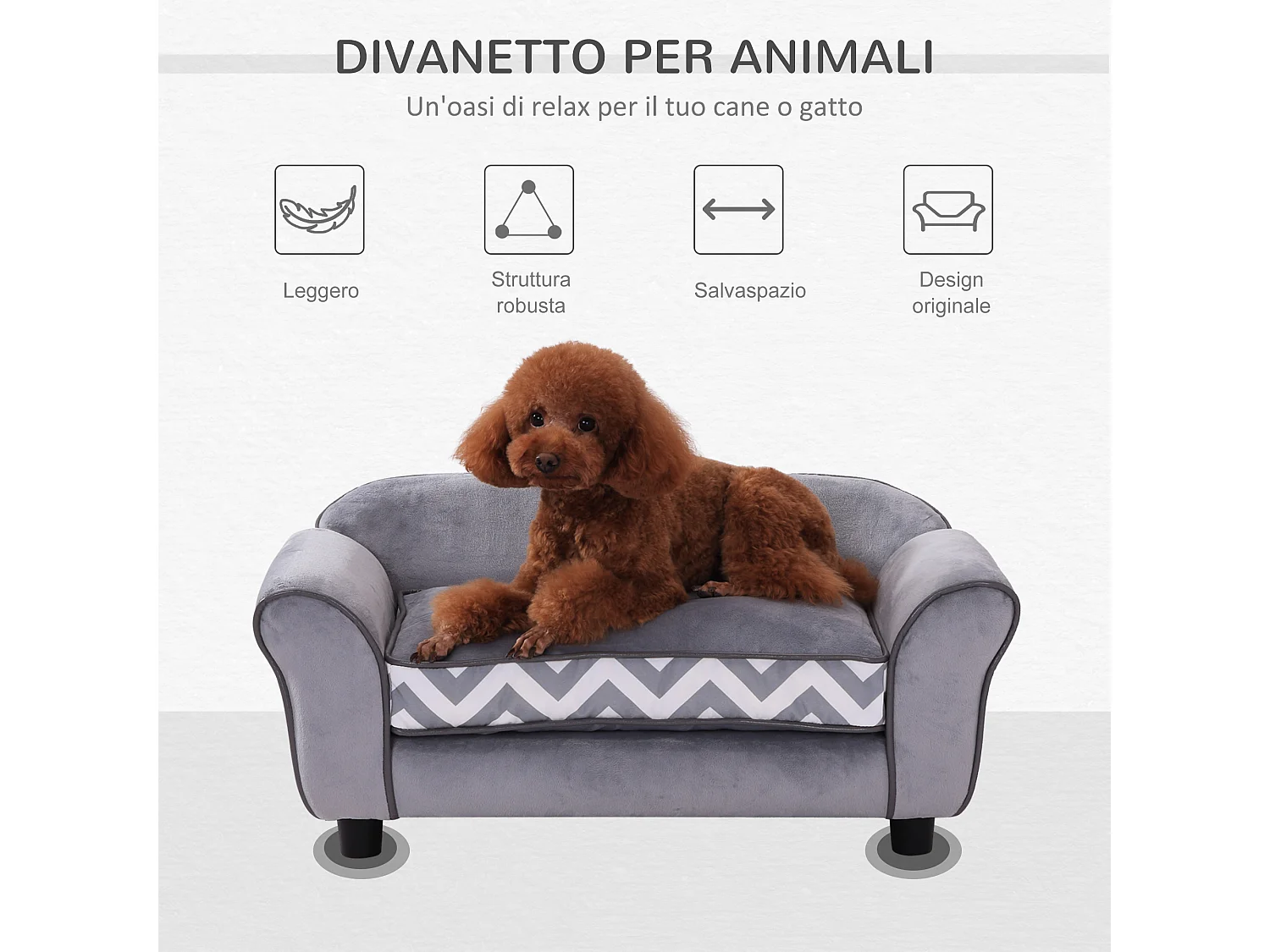 Cuccia per cani da interni divano per cani 15kg grigio