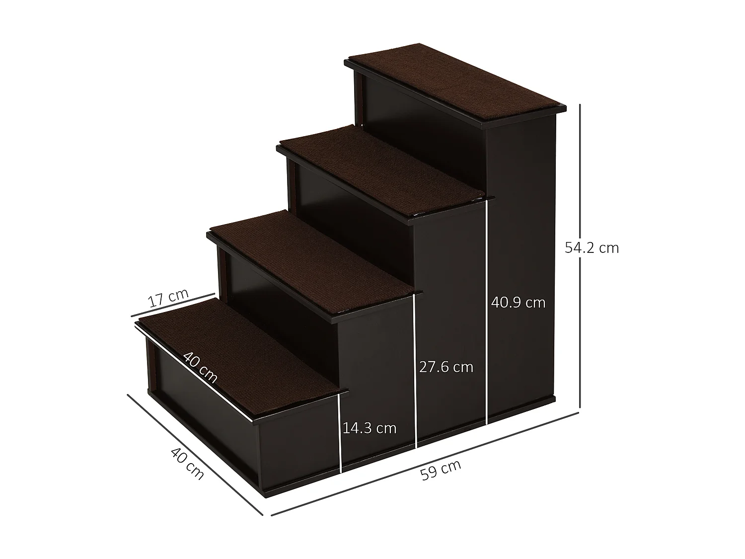 Scaletta per cani e gatti 4 scalini con cuscini rimovibili marrone