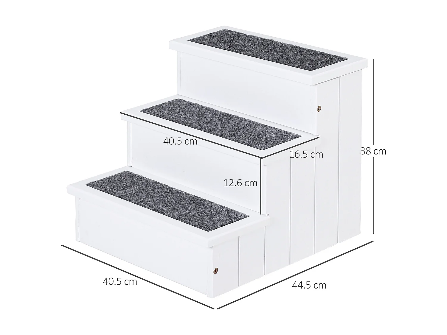 Scaletta per cani 3 gradini con tappetino antiscivolo e spazio interno