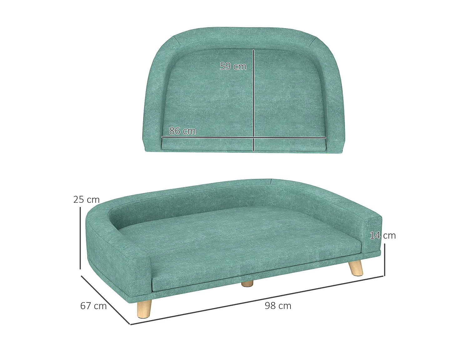 Divano per cani di taglia grande con cuscino sfoderabile verde chiaro